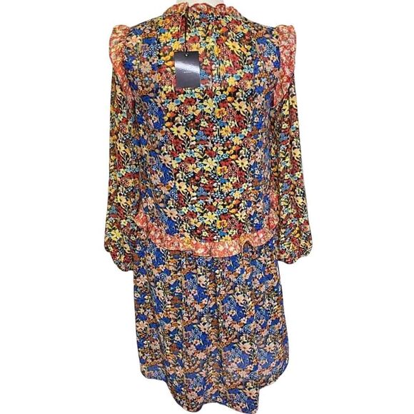 New Code x Mode Mixed Floral Boho Long Sleeve Flowy Dress Size XS - Picture 7 of 12